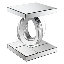 Breena Rectangular Mirrored Acrylic End Table - Silver 