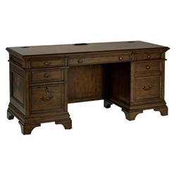 Hartshill 5-Drawer Credenza Office Desk - Burnish Oak - Brown 