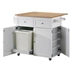 Jalen 43"L 3-Door Mobile Kitchen Cart - Natural Brown and - White