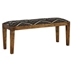 Lamont Fabric Upholstered Accent Bench - Black and Natural - Rustic Brown Finish Frame