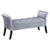 Farrah Velvet Upholstered Rolled Arm Storage Bench - Silver