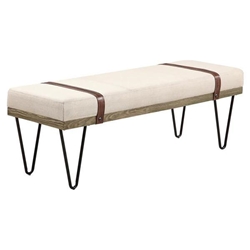 Austin Fabric Upholstered Accent Bench - Beige - Black Finish Legs 