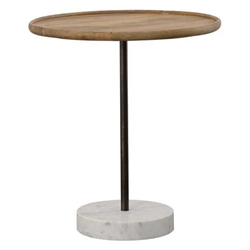 Ginevra Wood Top Marble Base Table Natural and White - Brown 