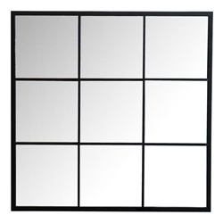 Quetzal Square Window Pane Wall Mirror - Black 