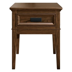 Frazier Park Wood End Table with Dovetail Drawer and Brown Cherry Finish Legs 