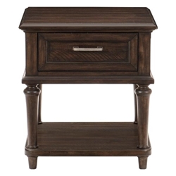 Cardano Wood End Table with Functional Drawer and Driftwood Charcoal Finish Top 