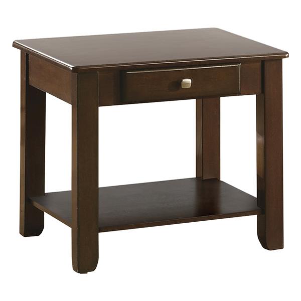 Ballwin Wood End Table with Functional Drawer and Deep Cherry Finish Top 