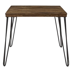 Kellson End Table with Solid Rubberwood Top and 2-Tone Rustic Oak Finish Top & Black Finish Legs 