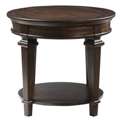 Tobias Round End Table with Open Bottom Shelf and Espresso Finish Top 