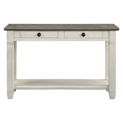 Granby 2-Tone Sofa Table with Oak Veneer - Rosy Brown Finish Top and Antique White Finish Base 