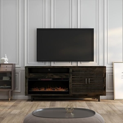 Avondale 83" Electric Fireplace TV Console - for TVs up to 95 inches - Charcoal-Brown Finish - Quick Assembly 