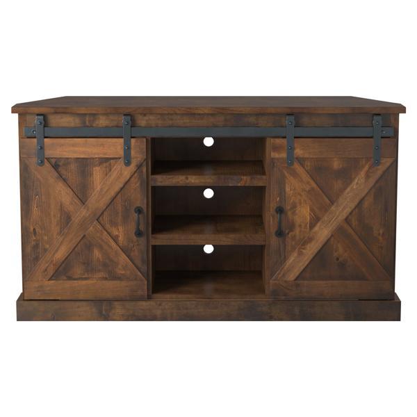 Farmhouse 66" Corner TV Stand for TVs up to 80 inches - No Assembly Required - Aged Whiskey Finish 