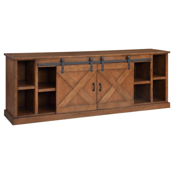 Farmhouse 85" TV Stand Console for TVs up to 95 inches - No Assembly Required - Aged Whiskey Finish 