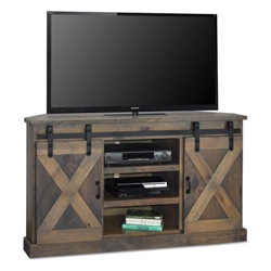 Farmhouse 66" Corner TV Stand for TVs up to 80 inches - No Assembly Required - Barnwood Finish 