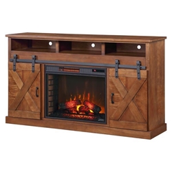 Farmhouse 66" Electric Fireplace TV Stand for TVs up to 80 inches - Aged Whiskey Finish - Quick Assembly 