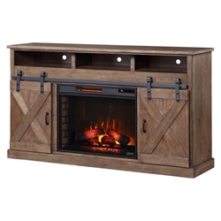 Farmhouse 66" Electric Fireplace TV Stand for TVs up to 80 inches - Barnwood Finish - Quick Assembly 
