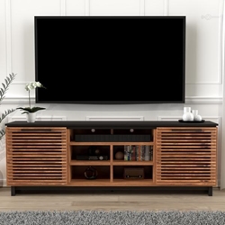 Graceland 85" TV Stand Console for TVs up to 95 inches - No Assembly Required - Black with Bourbon finish 