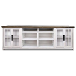 Hampton 96" TV Stand Console for TVs up to 100 inches - No Assembly Requried - Jasmine Whitewash and Barnwood Finish 