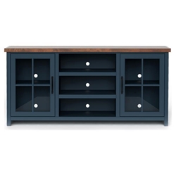Nantucket 67" TV Stand Console for TVs up to 80 inches - No Assembly Required - Blue Denim and Whiskey Finish 