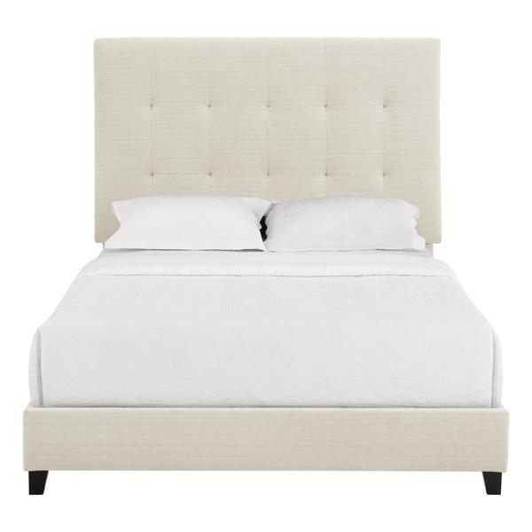 Bridger King Size Beige Tufted Upholstered Platform Bed - Quick Assembly 