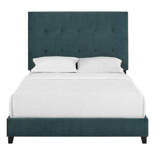 Bridger King Size Green Velvet Tufted Upholstered Platform Bed - Quick Assembly 