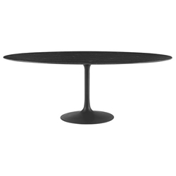 Lippa 78" Oval Artificial Marble Dining Table - Black Black 