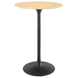 Lippa 28" Round Wood Grain Bar Table - Black Natural 