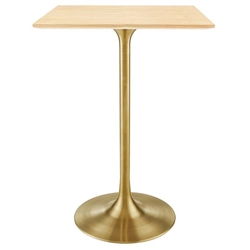 Lippa 28" Square Wood Grain Bar Table - Gold Natural 