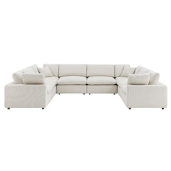 Commix Down Filled Overstuffed Boucle Fabric 8-Piece Sectional Sofa - Ivory 