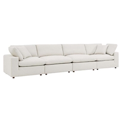 Commix Down Filled Overstuffed Boucle Fabric 4-Seater Sofa - Ivory 