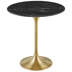 Lippa 20" Round Artificial Marble Side Table - Gold Black 