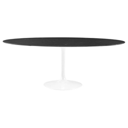 Lippa 78" Oval Artificial Marble Dining Table - White Black 
