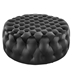 Amour Tufted Button Large Round Performance Velvet Ottoman - Black