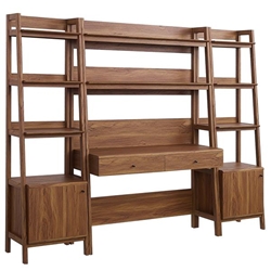 Bixby 3-Piece Wood Office Desk and Bookshelf - Walnut 