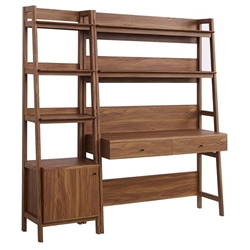 Bixby 2-Piece Wood Office Desk and Bookshelf - Walnut 