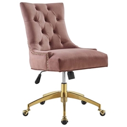 Regent Tufted Performance Velvet Office Chair - Gold Dusty Rose 