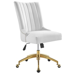 Empower Channel Tufted Performance Velvet Office Chair - Gold White 