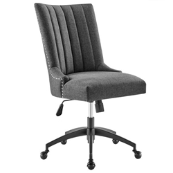 Empower Channel Tufted Fabric Office Chair - Black Gray 