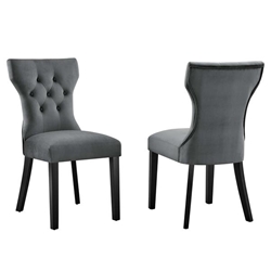 Silhouette Performance Velvet Dining Chairs - Set of 2 - Gray 