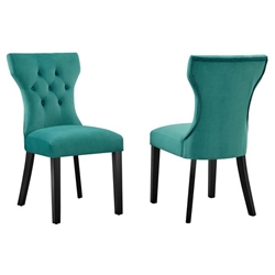 Silhouette Performance Velvet Dining Chairs - Set of 2 - Teal 