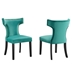 Curve Performance Velvet Dining Chairs - Set of 2 - Teal