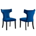 Curve Performance Velvet Dining Chairs - Set of 2 - Navy