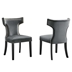 Curve Performance Velvet Dining Chairs - Set of 2 - Gray