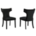 Curve Performance Velvet Dining Chairs - Set of 2 - Black