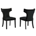 Curve Performance Velvet Dining Chairs - Set of 2 - Black - MOD12498