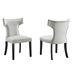 Curve Performance Velvet Dining Chairs - Set of 2 - Light Gray