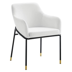 Jovi Performance Velvet Dining Armchair - Black White 