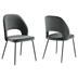 Nico Performance Velvet Dining Chair Set of 2 - Black Gray