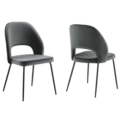 Nico Performance Velvet Dining Chair Set of 2 - Black Gray 