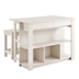 Meadowbrook 3-Piece Kitchen Island and Stool Set - White Maple